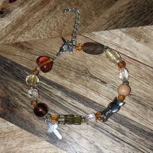Religious Beaded Bracelet with Cross Charm